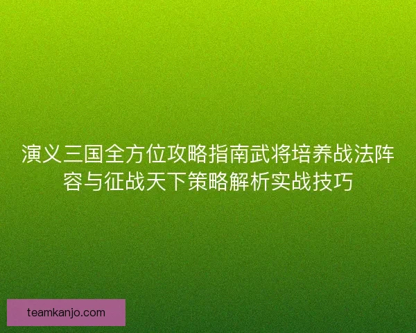演义三国全方位攻略指南武将培养战法阵容与征战天下策略解析实战技巧